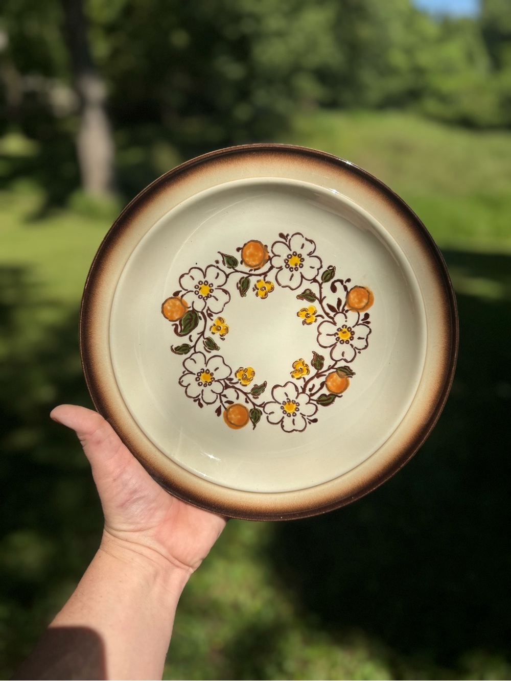 Vintage Homer Laughlin Friut and florals stoneware dinner plate